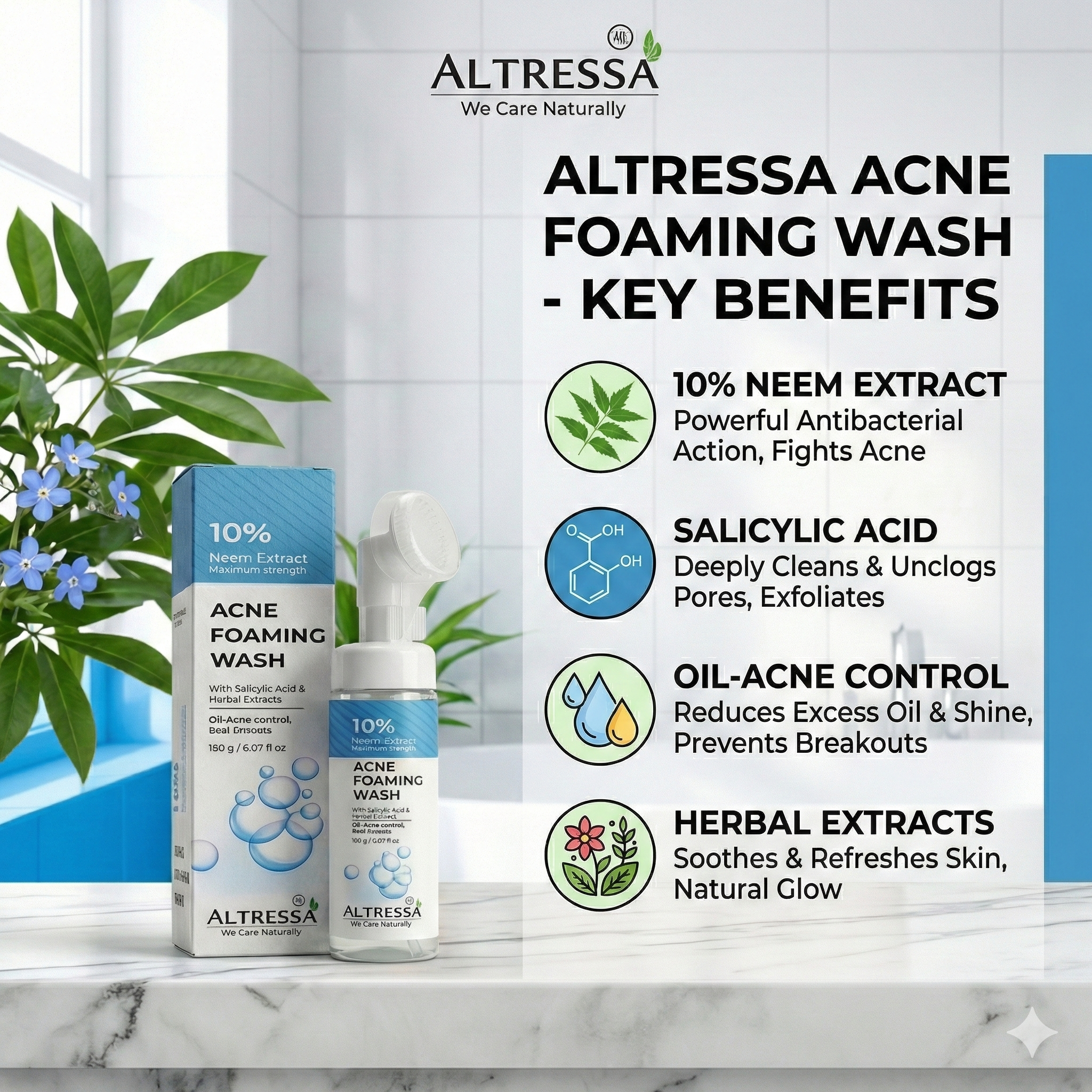 ALTRESSA ACNE FOAM WASH WITH NEEM EXTRACT 150ML - Image 4