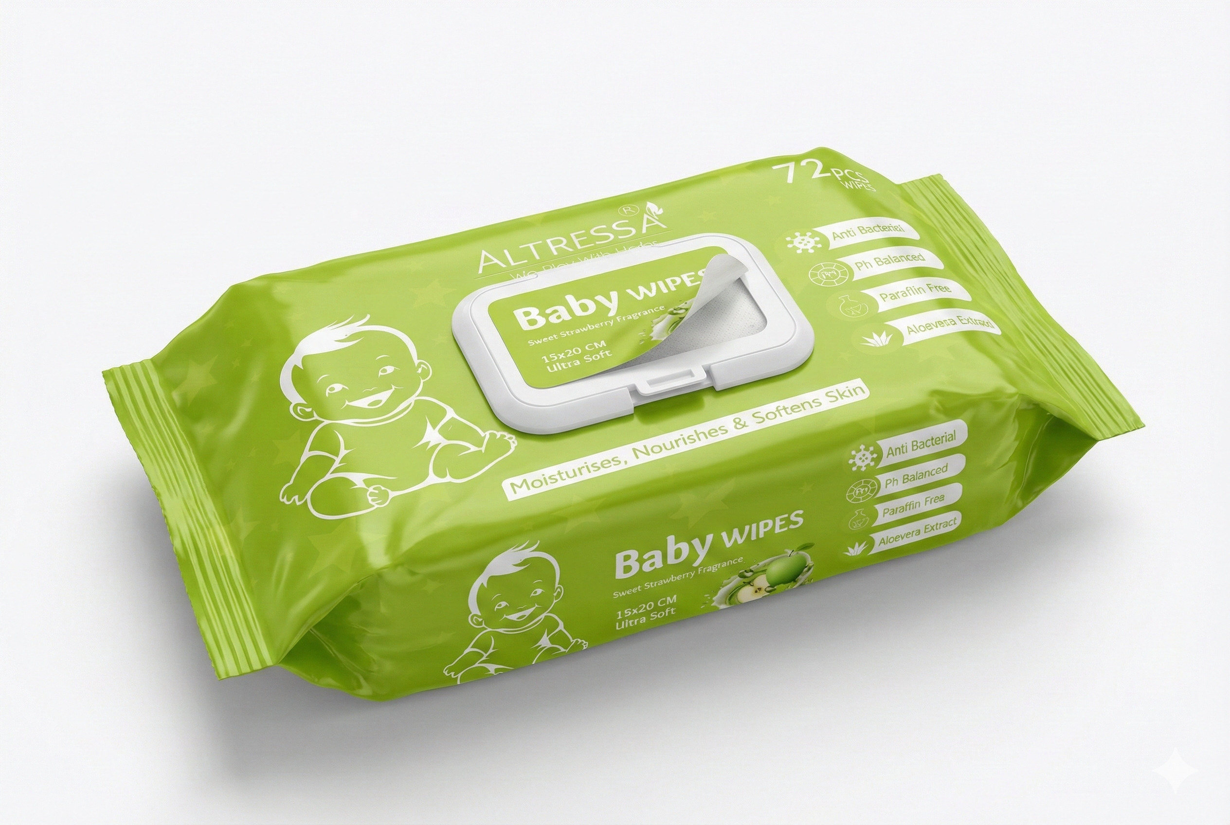 ALTRESSA BABY WIPES 72 PULLS (GREEN APPLE FRAGRANCE) - Image 3